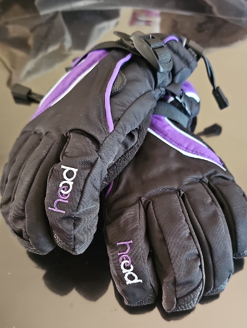 Head Kids Black and Purple Insulated Mittens